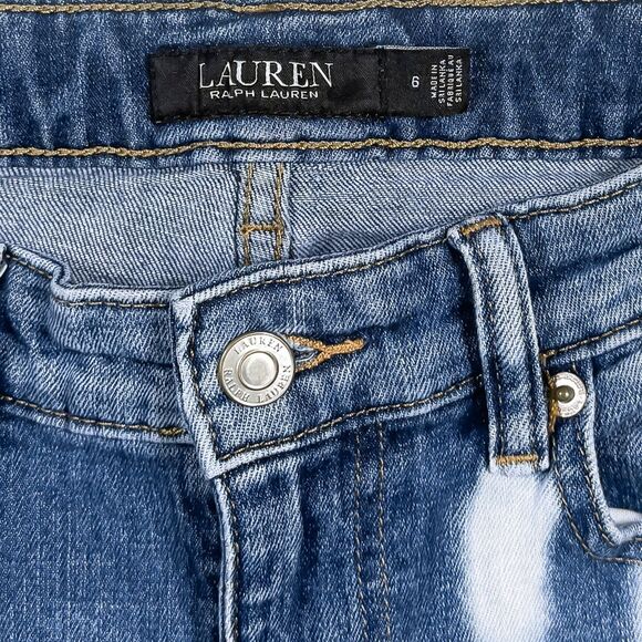 Ralph Lauren Women's Jeans Size 6 Blue Bleached Acid Wash Stretch Skinny Denim - Picture 3 of 8